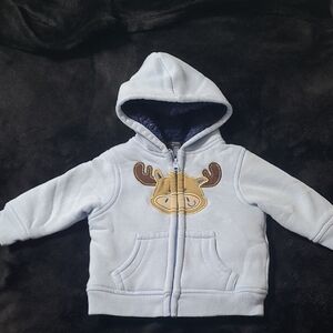 Boy's Fleece Moose Hoodie 6-9m